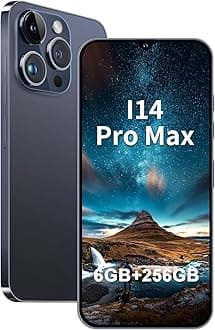 A14ProMax Unlocked Android Smartphone 6GB+256GB, 6.8" HD+ Display, 50MP+24MP Dual Camera, 6800mAh Battery, 5G Dual SIM, 128GB Expandable (Deep Sea Blue)