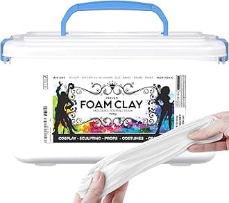 Pixiss Premium Modeling Foam Clay - Air Dry Clay for Crafts, Cosplay & Costumes, 1500 Gram - Flexible, White