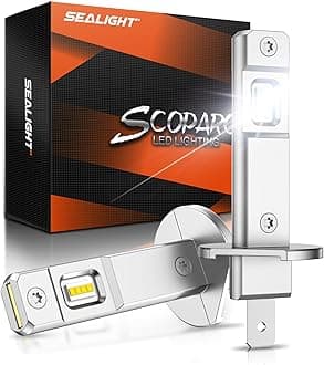 SEALIGHT H1 LED Fog Bulb, 33000LM 800% Super Brighter, 6500K Hi/Low Beam, With 15000RPM Cooling Fan, 60000HRS+ Lifespan, Pack of 2