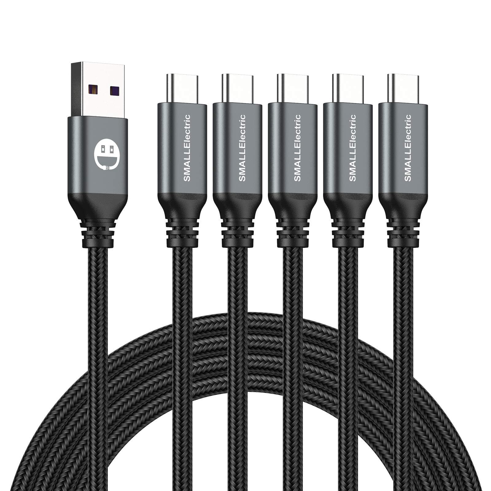 USB Type C Charger Cable 10ft,(3M 5-Pack)USB-A to USB-C 3A Fast Nylon Braided Charger Cords for Galaxy S22 S21 S20 S10 S9 S8 Plus, Huawei P30 P20 P40 Note 10 9 8,Sony Xperia XZ, LG V50 V40 G8 G7(Grey)