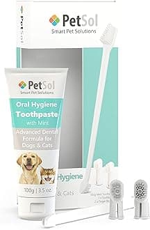 Dental Care Kit for Dogs & Cats Toothpaste (100g) with 3 x Toothbrushes to Clean Pet's Teeth, Remove Plaque and Tartar, Improve Gum and Tooth Health & Pet Oral Hygiene