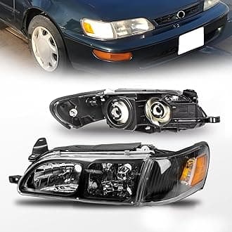 4PCS Black Clear Headlights and Corner Lamp Compatible with 1993-1997 Toyota Corolla,Corner Signal for 93-97 Toyota Corolla JDM Style