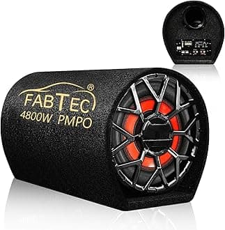 FABTEC 10 Inch Active Super Bass Tube Subwoofer for Car with Inbuilt Amplifier 4800W (Grey)