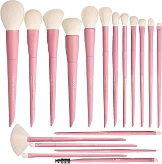 Makeup Brushes Set Labeled 18 Piece Face and Eye Brush Set Ultra soft hair Foundation, Concealer, Blush, Contour, Blending, Eyeshadow Pink Brush kit