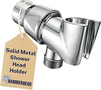 HammerHead Showers ALL METAL Handheld Head Holder - CHROME - Adjustable Wand Holder with Universal Wall Hook Bracket and Brass Pivot Ball - Hand Held Head Holder - Hose Holder