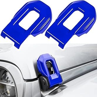 E-cowlboy Hood Latch Lock Catch Brackets Cover for 2018-2024 Jeep Wrangler JL JLU Unlimited Sports Freedom Sahara Rubicon Gladiator JT 2-Door & 4-Door Exterior Accessories Decoration (Blue 2PCS)