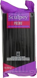 Premo: Black - 1lb Bar, Polymer Oven-Bake Clay, Non-Toxic, Sculpt-Model, Jewelry-Figurines-Home Décor Projects, Adult Art-Crafts Supplies