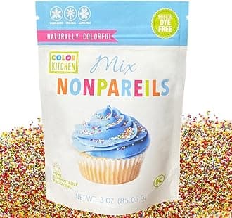 Nonpareil Confetti Sprinkles Natural Ingredients Baking Cake Decorations, Ice Cream, Cookie, Artificial Dye-free, Plant-Based Colors, Gluten-Free, Non-GMO, No Hydrogenated Oils, Soy-Free, Kosher, 3 OZ