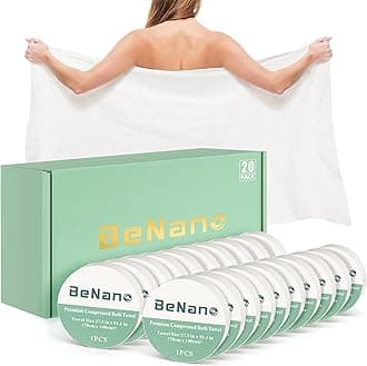 Premium Compressed Towel Tablets Disposable Towel 55.1 in x 27.5 in Large Bath Towel Travel Towel Reusable for Hotel Camping Mountaineering Sports Hiking Beach Swimming Vacation (20 Pack)