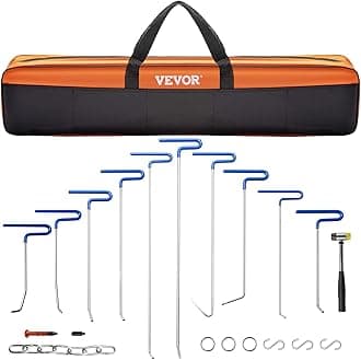 VEVOR Rods Dent Removal Kit, 20 Pcs Paintless Dent Repair Rods, Stainless Steel Dent Rods, Whale Tail Dent Repair Tools, Professional Hail Dent Removal Tool For Minor Dents, Door Dings And Hail Damage