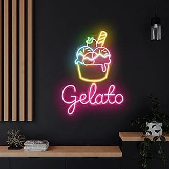 Gelato Open Neon Sign 22 inches Led Business Ice Cream Neon Light Up Signs Wall Decor for Home Ice Cream Shop Coffee Bar Shop