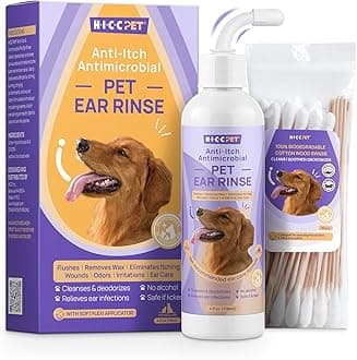 HICC PET Dog Ear Cleaner Solution Vet-Recommended Dog Ear Infection Treatment to Soothe Itchy & Inflamed Ear Drops for Dogs & Cats to Gently Removes Debris, Wax Buildup, Odor - 4 fl oz