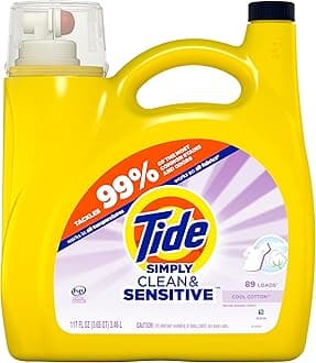 Tide Simply Clean & Sensitive Liquid Laundry Detergent, Cool Cotton Scent, 89 Loads, 117 fl oz