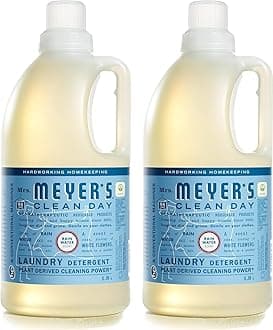MRS. MEYER'S CLEAN DAY Liquid Laundry Detergent, Infused with Essential Oils, Rain Water, 64 oz - Pack of 2 (128 Loads)