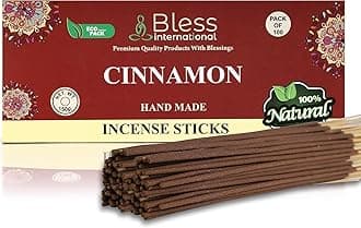 Bless-Cinnamon-Incense-Sticks 100%-Natural-Handmade-Hand-Dipped-Incense-Sticks Organic-Chemicals-Free for-Purification-Relaxation-Positivity-Yoga-Meditation The-Best-Woods-Scent (100 Sticks(150GM))