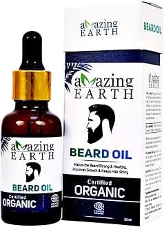 Certified Organic Beard Oil for Men - 100% Natural with Argan & Olive Oil, Aloe Vera, Golden Jojoba Oil & Glycerine, Non-Sticky, Sulphates & Parabens Free, Vegan & Cruelty Free - 30ml