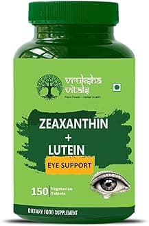 Vruksha Vitals Eye Support – Lutein and Zeaxanthin (100 mg) 150 Tablets/Capsules Supplement with Astaxanthin, Vitamin A, Vitamin C, Vitamin E, Bilberry, Beetroot and Carrot Extracts