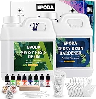 Epoxy Resin Kit and Hardener 68oz/2L, Bubble Free Casting, Clear Resin for Crafts with Measuring Cups, Sticks, Gloves, Pigment and Dropper Pipette