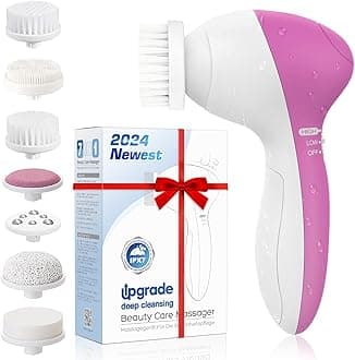 Facial Cleansing Brush [Newest 2021] Waterproof Electric Face Brush Scrubber With 7 Replacement Heads for Different Application Gentle Exfoliation Deep Cleansing Removing Blackhead and Face Massage