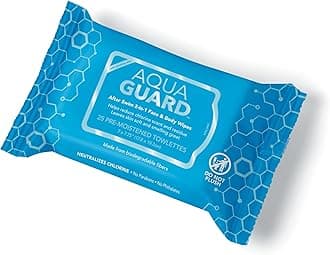 AQUA GUARD After-Swim Face & Body Wipes | Neutralize chlorine scent and residue | Moisturizing RINSE-FREE Formula (1 Pack of 25)