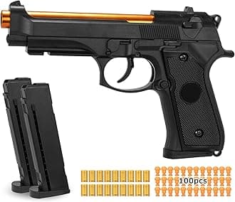Soft Bullet Gun, Toy Guns for Boys, Shell ejecting Toy Guns That Look Real, Realistic Toy Foam Blaster Guns, Fake Toy Model Stress Shot Toy Gun Pistol Best Gift for Kids Boys Grils 8-12 (Black)