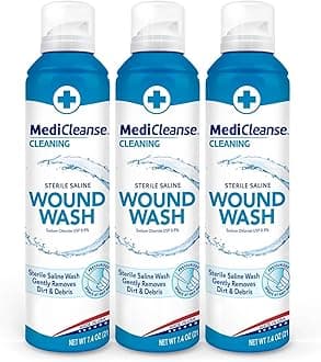 MediCleanse First Aid Sterile Saline Wound Wash, Promotes Healing, No Stinging or Burning, 7.4 oz (Pack of 3) - Made in USA