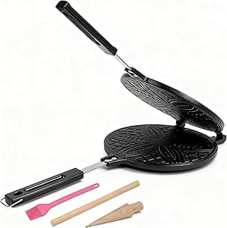 Dyna-Living Waffle Cone Maker Household Ice Cream Cone Machine Non-stick 7.9 inch Egg Roll Mold Pan Waffle Bowl Maker for DIY Ice Cream Waffle Cone Desserts, Flower-shape