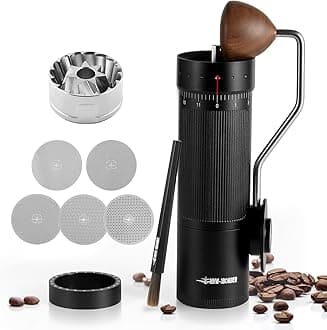 R3 Manual Coffee Grinder with CNC Stainless Steel Conical Burr and 5 Screen for French Press, Drip, Espresso, External Adjustable, Hand Coffee Bean Grinder with Magnetic Bin, G5847B-OS