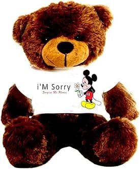 Hug'n'Feel® Soft Toys Big Teddy Bear Wearing I'm Sorry T-Shirt 6 feet Chocolate Brown_T Shirt_ I'm Sorry Plush & Stuffed Toys