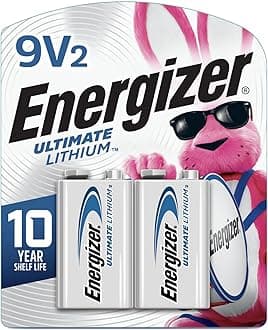 Energizer Ultimate Lithium 9V Batteries (2 Pack), Lithium 9 Volt Batteries
