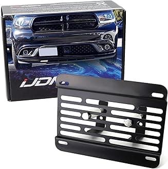 iJDMTOY No Drill Front Grille Mesh Mount License Plate Relocator Kit Compatible with Challenger Charger Durango Grand Cherokee w/Diamond Shape Lower Bumper Grill Mesh/Insert