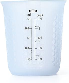 OXO Good Grips 1-Cup Squeeze & Pour Silicone Measuring Cup with Stay-Cool Pattern