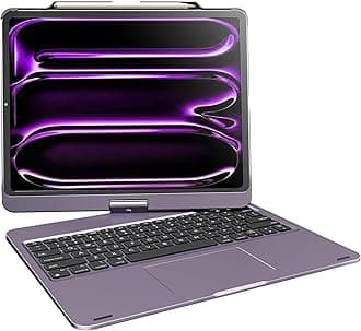 Wireless Keyboard Case for 2025 iPad Air 13-inch (M3-M2) & iPad Pro 13 inch M4 2024, iPad Pro 12.9-inch (6th-3rd Gen): Rotatable Pencil Holder Multi-Touch Trackpad RGB Backlit Purple