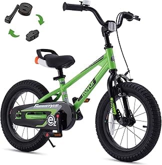 RoyalBabyFreestyle EZ Kids Bike, Easy Learn Balancing to Biking, 16 Inch Balance & Pedal Bicycle, Instant Assembly Boys Girls Ages 4-7 Years, 16" Green