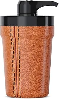 PumpCupPortable Hand Sanitizer Dispenser for Car Cup Holders (Tan Leather)