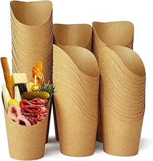 CAMKYDE 100 Pcs French Fries Holder, 16oz Disposable Paper French Fry Cups Charcuterie Cups for all Occasions (16oz, Brown)