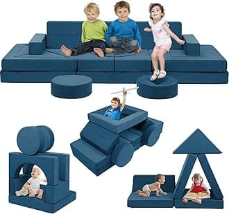 22Pcs Modular Kids Play Couch - Kids Couch for Playroom Bedroom Living Rooms Toddler Sofa for Inspiring Child Creativity，Children Convertible Foam Sofa