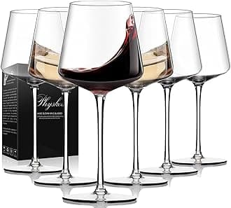 Physkoa Wine Glasses Set 6-18oz-LeadFree Wine Glass with Long Stem,Clear Stemmed Wine Glasses【HandBlown Glassware】 Crystal Wine Gifts for Women Birthday Wedding