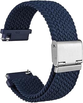 WOCCI 19mm Braided Nylon Watch Band for Men and Women, Quick Release, Silver Stainless Steel Buckle (Blue)