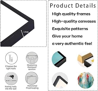 Extra Large Abstract Painting on Canvas, Abstract Wall Decor, Blue Gold Wall Art, Textured Style Artwork, Abstract Print Art, Modern Canvas Art Wall Decor, Wall Decor Office Living Room (Gold Frame, 69"x39"|174x98cm)