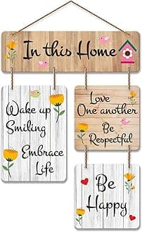 Artvibes In This Home Decorative Wall Art MDF Wooden Wall Hanger for Living Room | Quotes Decor Item | Home Quotes Wall Hanging | Modern Decor Items | Wall Poster | Unique Gift (WH_6508N)