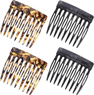 Pack of 4 Mini Side Combs Lamellar Comb French Hair Comb Hair Comb for Inserting Hair Split Teeth French Hair Side Combs for Women Hair Styling Accessories