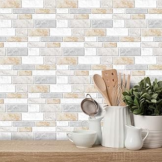 Alwayspon Wall Tile Transfers Sticker for Home Decor, Peel & Stick self-Adhesive splashback, Tile Decals for Living Room Kitchen Bathroom Decor, 54 Pieces