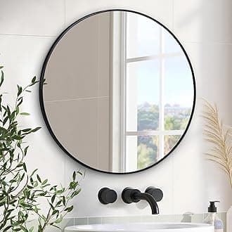 Americanflat 19" Round Mirror - Hanging Mirrors with Aluminum Frame - Modern Mirror for Bathroom, Bedroom, Living Room - Mirrors for Wall Display and Home Decor - Black