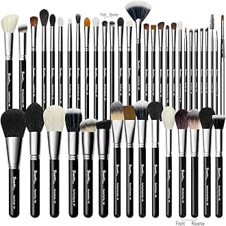 Makeup Artist MUST HAVES 42Pcs Makeup Brushes Set with Real Natural Goat Hair By BUEART DESIGN (42Pcs Matte Pearl Black)