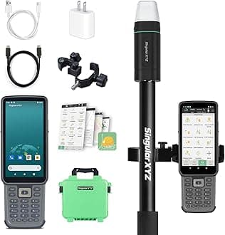 RTK GNSS Survey Equipment with Network RTK Rover, Handheld Controller and Survey Software, GNSS RTK GPS with 60° Tilt and Built-in IMU, for Construction and Geodetic or Land Survey Layout Planning