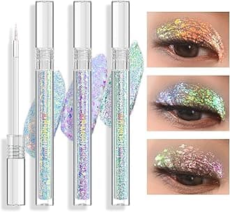 Multichrome Liquid Eyeshadow Set,3 Colors Multi-Dimensional Eye Liner Makeup,High Pigment Waterproof Metallic Eye Shadow,Ultre Fine Tip Glitter Eyeshadow (A01+A02+A03)