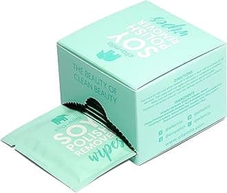 ella+mila Soy Nail Polish Remover Wipes - Non-Acetone, Non-Toxic Fingernail Polish Remover Pads - Travel Size, Individually Wrapped, Lint Free - Enriched with Vitamins (12 Pack)