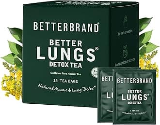 Betterbrand Mullein Tea Bags for Lung Detox - Respiratory Support with Thyme, Elderberry, Ginseng, Ginger, Caffeine Free Herbal Blend - 15 Tea Bags (Pack of 1)