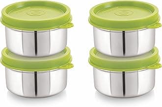 STEELLOCKFlex Stainless Steel Containers Size Deep 150ml x 4 (Green)